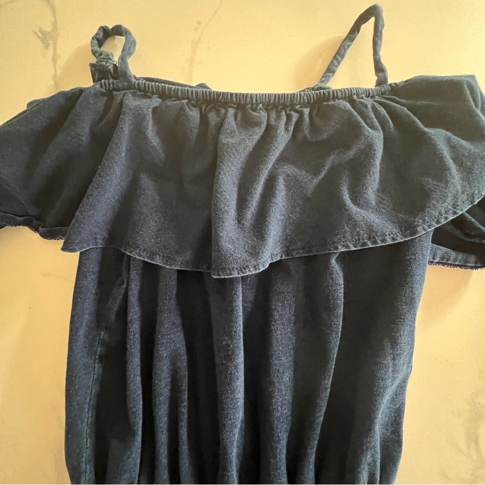 Guess Kids Blue Jean Romper w/ ruffle top - girls 14 - Picture 3 of 5